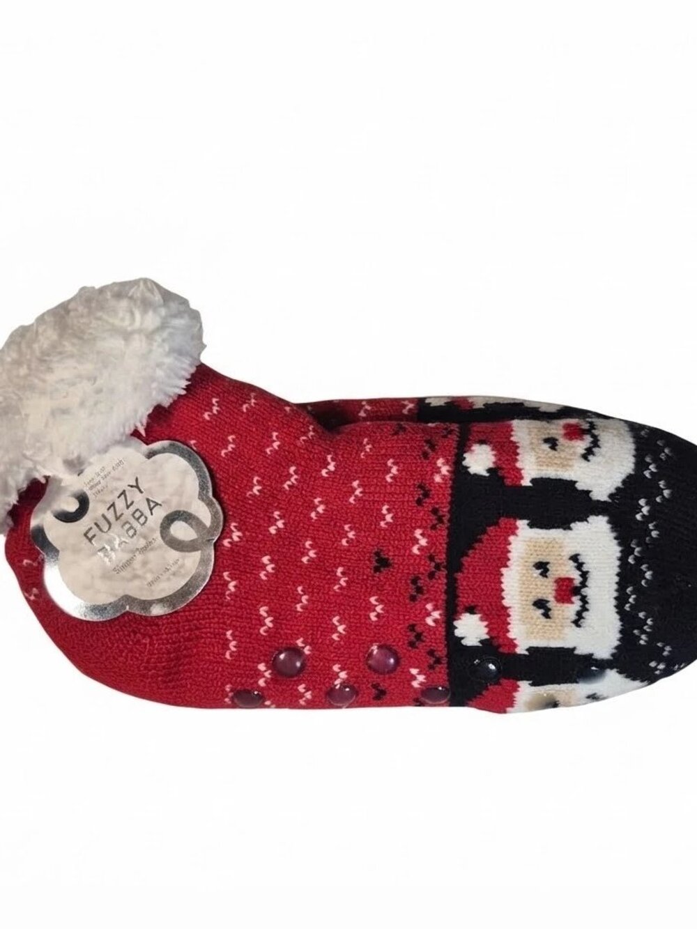 Fuzzy Bubba Christmas Santa Slipper Socks Womens Size 4-10 Cozy Plush NWT